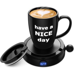 Coffee Mug Warmer & Mug Set, 60W Coffee Cup Warmer for Desk Home Office Use with 4Temperature Settings, Auto On/Off GravityInduction, 14Oz Mug, Great Coffee Gift on Christmas/Birthday, 2025 Upgrade