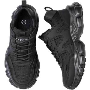 Women's Work Safety Shoes, Comfortable and Stylish Steel-Toed Footwear, Anti-Smash and Anti-Puncture Labour Insurance Shoes, Lightweight and Breathable Adventure Protection Sneakers(Black,6.5)