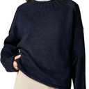 Wyeysyt Women's Oversized Rollneck Sweater Chunky Cable Knit Soft Pullover Sweater Fall Winter Casual Knitwear(Navy-M)