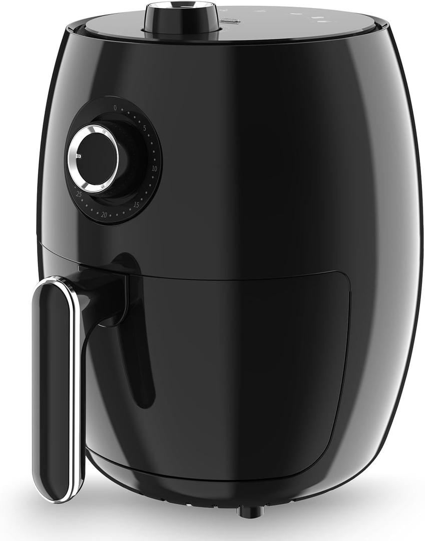 Compact Air Fryer Small, 2.1QT, 4-in-1 Small Mini Airfryer Compact, Bake, Roast, Reheat, 98% Less Oil, Adjustable Temperature & Timer, Quiet, Nonstick & Dishwasher Safe Basket, BPA-Free, Black