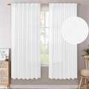 BGment White Linen Curtains 72 Inch Length 2 Panels for Living Room, Rod Pocket Semi Sheer Window Drapes Light Filtering for Bedroom Office Dining Privacy Back Tab, 52 Inch Wide Each Panel
