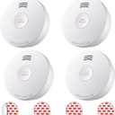 Smoke Detector 10 Year Battery, Smoke Fire Alarm with Photoelectric Sensor, Easy to Install with Magnetic Mount, Smoke Detectors with Silence Button & LED Lights for Home, 4 Pack