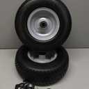 (2-Pack) 11x4.00-5 Flat-Free Lawn Mower Tires and Wheels, 3.4" Centered Hub, 3/4" & 5/8" & 1/2" Bushings, Zero Turn Front Replacement. 