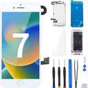 for iPhone 7 Screen Replacement with Home Button 4.7" White 3D Touch LCD Display Digitizer Full Assembly Fix Tools Magnetic Screw Mat with Front Camera Speaker Repair Kit A1660 A1778 A1779