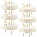 6 Pack Ivory Spandex Round Tablecloths 72 inch, Stretchy Fitted 6FT Table Cloths Wrinkle Free Round Table Covers with Skirt for Wedding Banquet Birthday Party Buffet Restaurant
