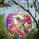 Christmas Ornament - Stained Glass Hummingbird Decor for Tree, Holiday Decorations and Xmas Gift Ideas