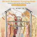 Heavy Duty Clothes Rack Load 1060LBS, Four Rods Rolling Clothing Racks for Hanging Clothes, Rolling Garment Rack With Sturdy Wheels Shelves Hooks, Portable & Adjustable Commercial Garment Rack, Silver