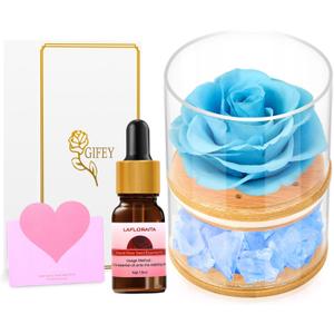 Christmas/Thanksgiving Rose for Women,Home Scent Roses Real Fragrance Last,Eternal Flowers Rose Gifts for Women/Her/Mom/Wife Girlfriend,Perfect Decoration for Bedroom and Office. (Pale Blue)