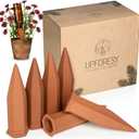 5Pack Terracotta Watering Spikes for Indoor and Outdoor Plants - Simple and Easy Setup - Keep Plants Happy and Watered While You are Away