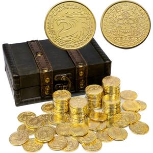 Metal Pirate Coins, 100 Massive Toy Gold Coins for Board Games, DND Prop Accessories for Dungeons & Dragons, Treasure and Treasure Chest Fantasy Dragon Coin Gifts