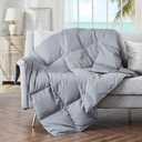puredown Soft Feather Down Throw Blanket Lightweight Packable Couch Throw for Indoor and Outdoor Use, Throw 50"X70", Sliver Gray