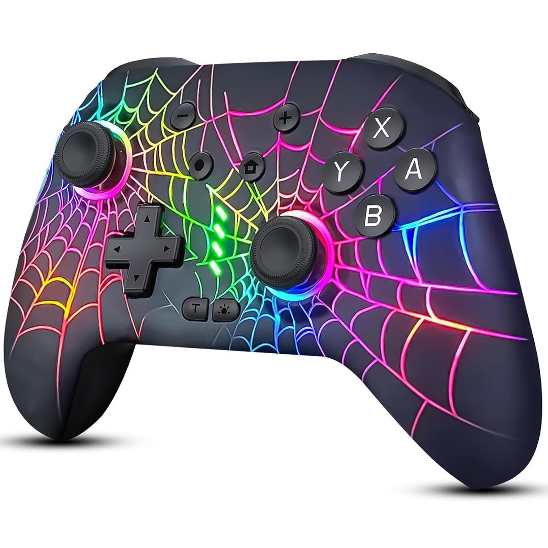 Switch Controller, Wireless Pro Controller Compatible with Nitendo Switch/Switch 2/Switch Lite/Switch OLED, Switch Controller Pro, Rechargeable Switch Remote Gamepad with 6-Axis Gyro,10 LED Light