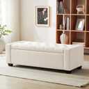 Ottoman with Storage, Storage Ottoman Bench with Safety Hinge, Upholstered Entryway Bench with Seating for Bedroom, Living Room, Holds up to 330 lb, Beige