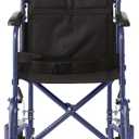 Medline Steel Transport Chair, Folding Transport Wheelchair, Removable Swing-Away Footrests, Full-Length Armrests, 19" Seat, 250 lb. Capacity, Blue