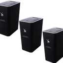 Sooyee 3 Pack Bathroom Trash Can with Lid 14L / 3.7 Gallon Slim Trash Can with Pop-Up Lid, Waste Basket for Bathroom,Powder Room,Bedroom,Kitchen,Craft Room,Office,Black