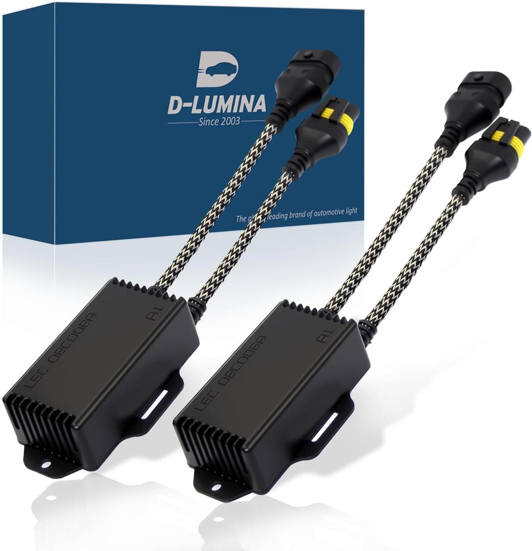 D-Lumina 9005/9006/H10/HB4 LED Canbus Decoder Anti Flicker Harness, Resistor Decoders Error Free, Computer Warning Canceller Capacitor, Pack of 2