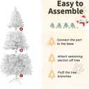 6FT Artificial Christmas Tree, Full Premium Hinged Artificial Pine Tree with Sturdy Metal Stand 800 Branch Tips,White