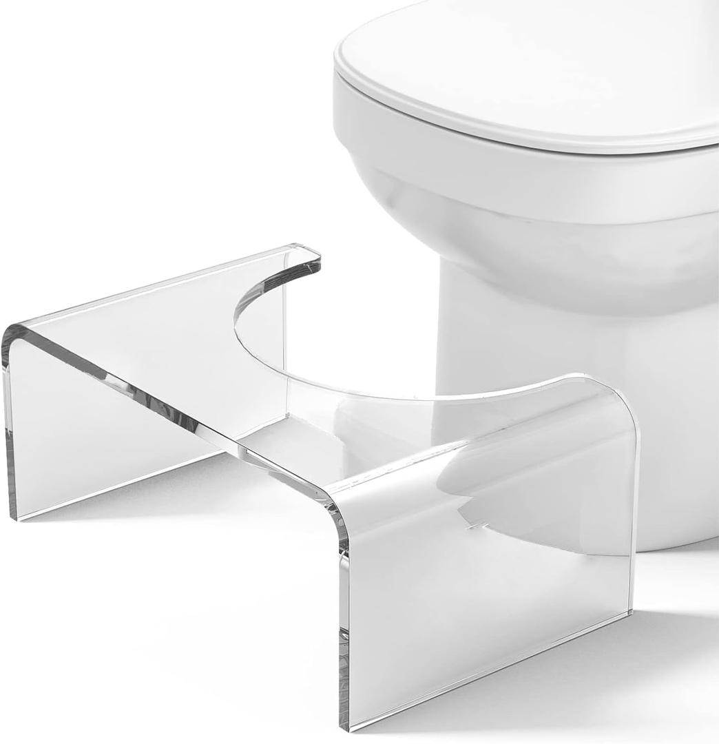Acrylic 7 inches Toilet Stool Squat, Clear Bathroom Poop Potty Stool, Strong Load-Bearing, Easily Blend into Any Bathroom