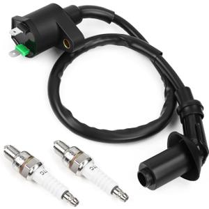 1 Pcs GY6 Racing Ignition Coil 2Pcs Spark Plug Wire Replacement for 50CC 80CC 90CC 125CC 150CC Moped Scooter ATV Go Kart Bike Engine Motorcycle High Performance Parts