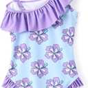 Disney Stitch Frozen Marvel Minnie Mouse Girls Swimsuits Ruffle One Piece Bathing Suits UPF 50 Swimwear Quick Dry, Size 6-7Y