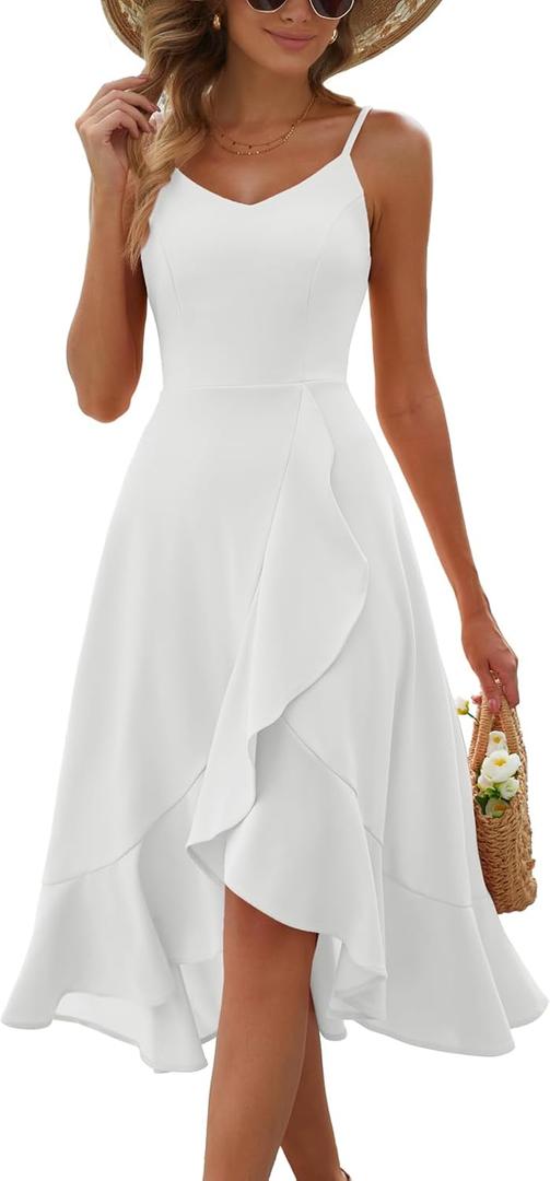 DRESSTELLS Women's Cocktail Dresses, Formal Wedding Guest Graduation Party High Low Dress (XX-Large, White)