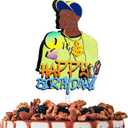 Green Glitter Dollar Necklace Boy Cake Topper Cheer to Hip Hop Notorious Theme Decoration Men Boys Happy 10th Birthday Anniversary Wedding Party Decor Supplies