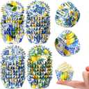 800 Pcs Mini Capri Lemon Muffin Liners Amalfi Coast Party Paper Baking Cup Blue Yellow Lemon Cupcake Wrappers for Capri Mediterranean Positano Italian Wedding Birthday Party Decor