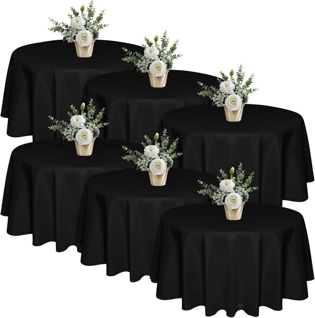 3 Pack 120" Round Black Tablecloths