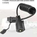 5ft 7 Way Round to 4 Way Pin Flat Trailer Connector Adapter Coiled Wiring Cable, 7 Pin Round to 4 Pin Flat Trailer Wiring Adapter Extension Harness for Truck RV Trailer 60inch