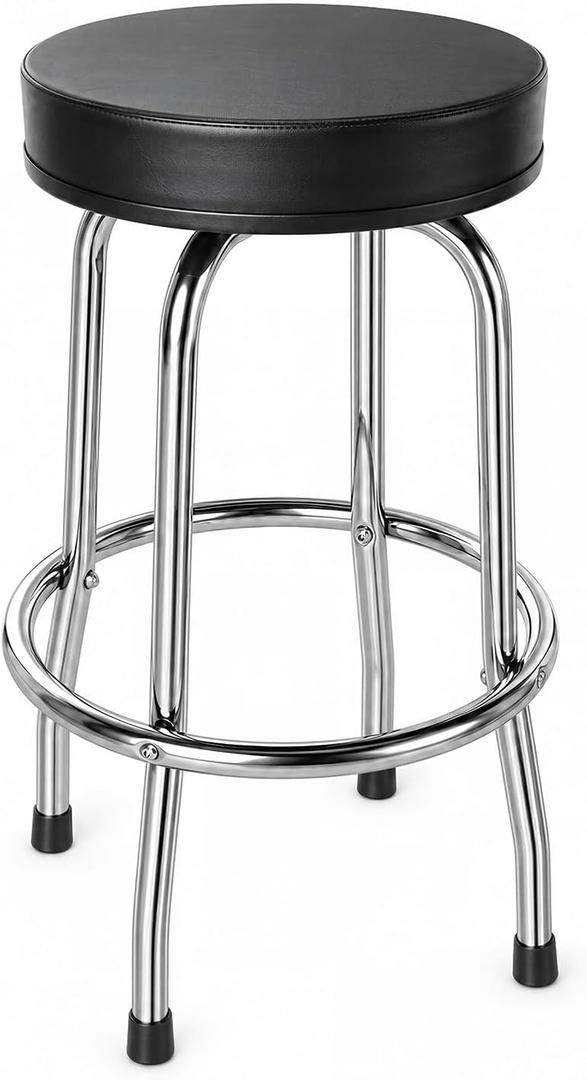 BIG RED Chrome Swivel Bar Stool,Counter Height, Medium