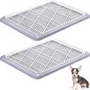 Mifoci 2 Pcs Dog Potty Tray Mesh Puppy Training Pad Holder Floor Protection Portable Pee Pad Pet Toilet Training Tray Litter Box Corner for Medium and Large Dogs (19.7 x 14.2 Inch,Gray)