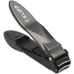 Nail Clippers for Men with Catcher - KLIPP Heavy Duty Razor-Sharp Self-Collecting Nail Cutter, Ergonomic Lever for Fingernails & Toenails, Ideal Gift for Men & Grooming Gifts Includes Ziplock Pouch