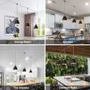 3-Light Plug in Pendant Light 22FT Industrial Hanging Lamp with Twisted Hemp Rope Independent Triple Switch Hanging Light Chandelier for Dining Room Kitchen, Black Finish