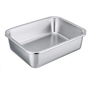 TeamFar Rectangular Cake Pan Brownie Pan, Stainless Steel Lasagna Casserole Baking Pan, 8’’x10’’x3’’, Rust Free & Non Toxic, Easy Clean & Dishwasher Safe