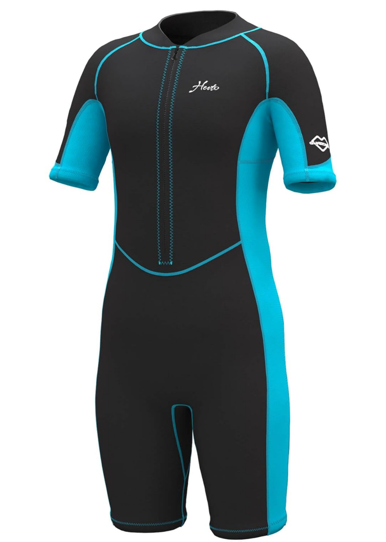 Hevto Kids Wetsuit Shorty for Boys Toddler Girls Youth 2mm Neoprene Thermal Wet Suit Front Zip for Swimming Snorkeling Surfing Diving Size 5