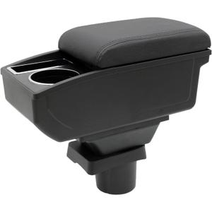 Car Armrest Box for Toyota Yaris Vitz 2006-2011 Auto Accessories Center Console Leather Arm Rest Double-Layer Storage Space with Cup Holder (Black Thread)