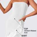 ZESICA Women's 2025 Summer Strapless Bodycon Maxi Dress Ribbed Sexy High Split Mermaid Prom Party Dresses (White, L)