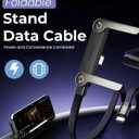 240w Stand Data Cable Invisible Holder Flat Charger 2 in 1 USB-C Charge Case Charging Sideways Standing Mount Side Horizontal Foldable Fast 90 Degree Multiple Braided Cables(240w/C-C)