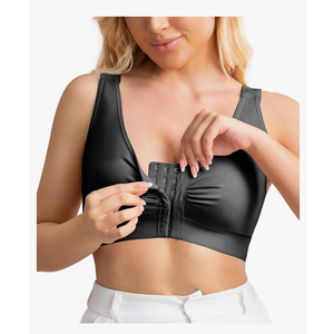 Compression Bras for Women Post Surgery Front Closure Mastectomy Bra Surgical Adjustable Straps Wirefree, Size L