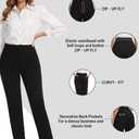Women's High Waisted Dress Pants Straight Leg Business Trousers with Pockets Stretch Fabric for Office Work Casual (Black)