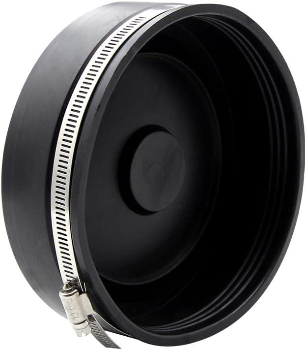 ZM Flexible PVC Pipe Cap with Stainless Steel Clamp, 1.9" Inner Diameter for 1-1/2" Nominal Pipe, Black (6-Inch)