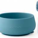 NumNum Baby Bowl & 2 Pack GOOtensils Baby Spoons, Suction Bowls for Baby 4+ Months, Extra Strong Non-Slip Suction, 100% Food-Grade Silicone, BPA-Free, Microwave & Dishwasher Safe (Blue/Green)