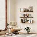 BAYKA Floating Shelves Set of 2, 22.5 inches Farmhouse Rustic Wood Wall Mounted Shelves for Bathroom, Bedroom, Living Room or Kitchen, Hanging Shelf Decor Book with 22lbs Capacity, Rustic Brown