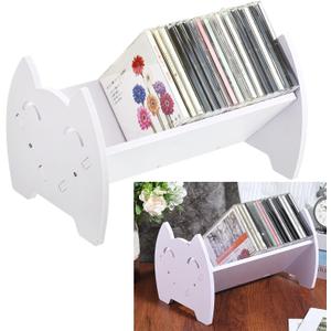 Rainmae CD Holder Desk Video Game Storage Organizer, PVC DVD Storage Rack with Cute Smile Face, Game Box Display Stand for DVDs PS4 PS5 Video Cases Books, Holds 30 CD Case, Easy Assembly, White