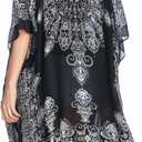 Moss Rose Women's Beach Cover up Swimsuit Kimono with Bohemian Floral Print, Loose Casual Resort Wear (A Adeline Black)
