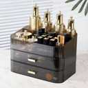 Makeup Organizer with Drawers Stackable Skincare Cosmetic Makeup organization for vanit Bathroom Desk Countertop (Black 1 tray+2 drawer)