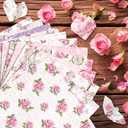 24Sheets Pink Rose Scrapbook Paper Pad, Romantic Flower Double Sided Craft Decorative Paper, DIY Card Making Album Magazine Decoration for Wedding Birthday Baby Shower Party Supplies
