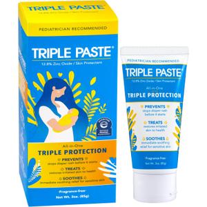 Triple Paste Diaper Rash Cream for Baby - 3 oz Tube  Zinc Oxide Ointment Treats, Soothes & Prevents Diaper Rash, Pediatrician-Recommended Hypoallergenic Formula, Baby Essentials for Daily & Overnight