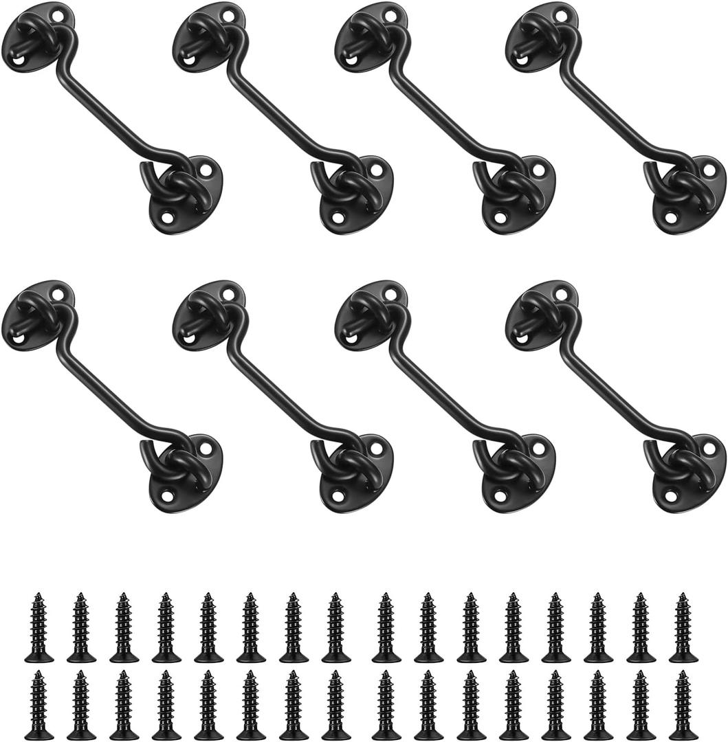8 Pcs 4 Inch Door Hook Latch for Window Brace,gate Latch,barn Door Latch,Doors Hook Latch,Hook and Eye Latch for doorCabin Hook and Eye Latch Lock.