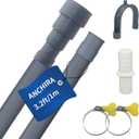 3.2 FT Washing Machine Drain Hose, Flexible Dishwasher Drain Hose Extension Kit, Universal Washer Drain Hose, Corrugated Washer Hose with 1 Adapter, 2 Hose Clamps, 1 U-Bend Hose Holder